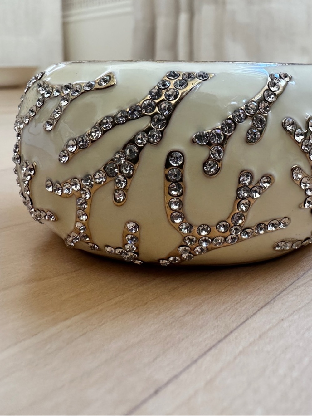 Ivory Crystal-Embellished Cuff Bracelet